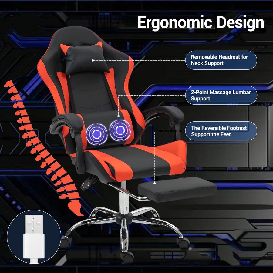 Gaming Chair With Massage Lumb - Video Gaming & Esports Usd Acc review and price